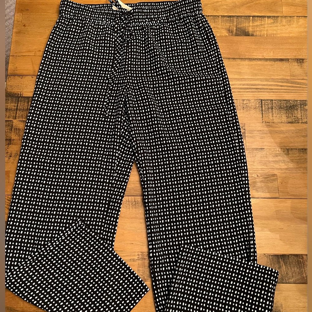 NWT LOFT Pants - Small Petite SP Black & White Polka Dot Flowy Wide Leg Bottoms